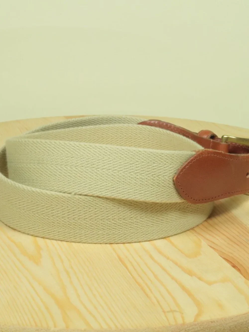 Vintage Coach Canvas Leather Tipped Surcingle Belt Mens 36 Beige Natural Tan